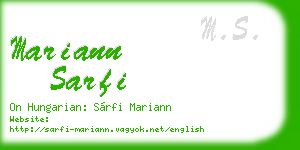 mariann sarfi business card